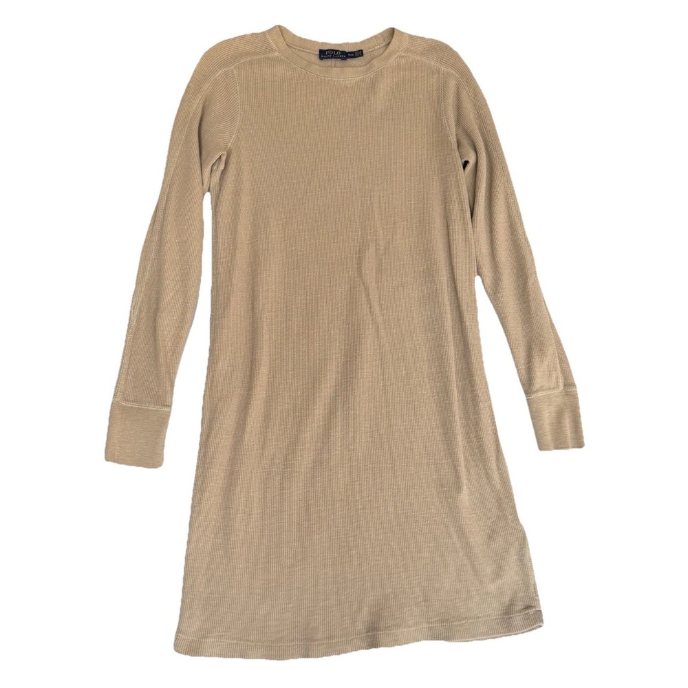 Polo Ralph Lauren Dress‎ Boating Khaki Beige Waffle Knit Thermal Coastal Neutral